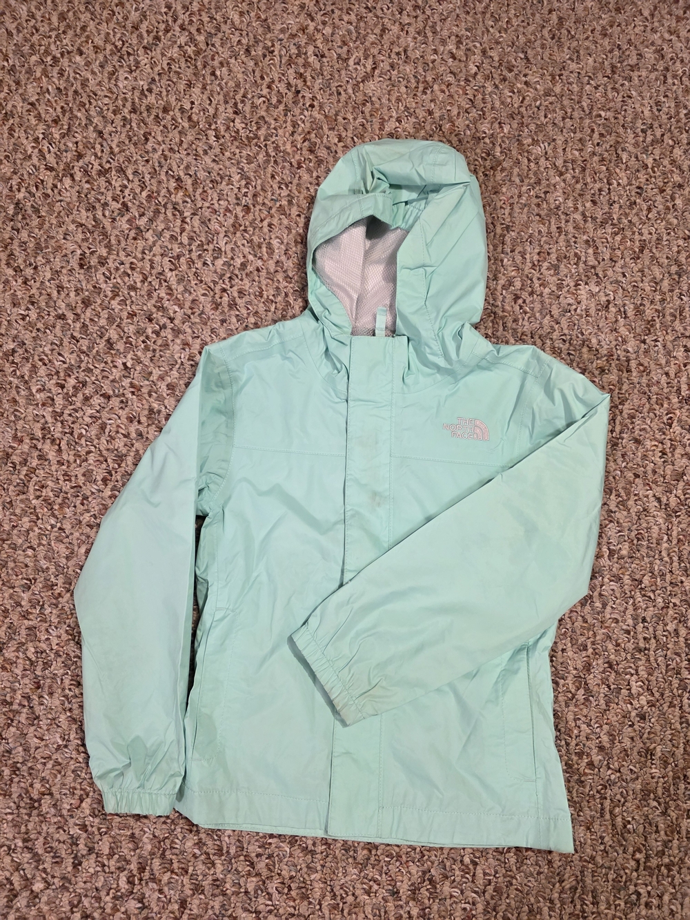 The North Face Kids Mint Green Hooded Rain Jacket